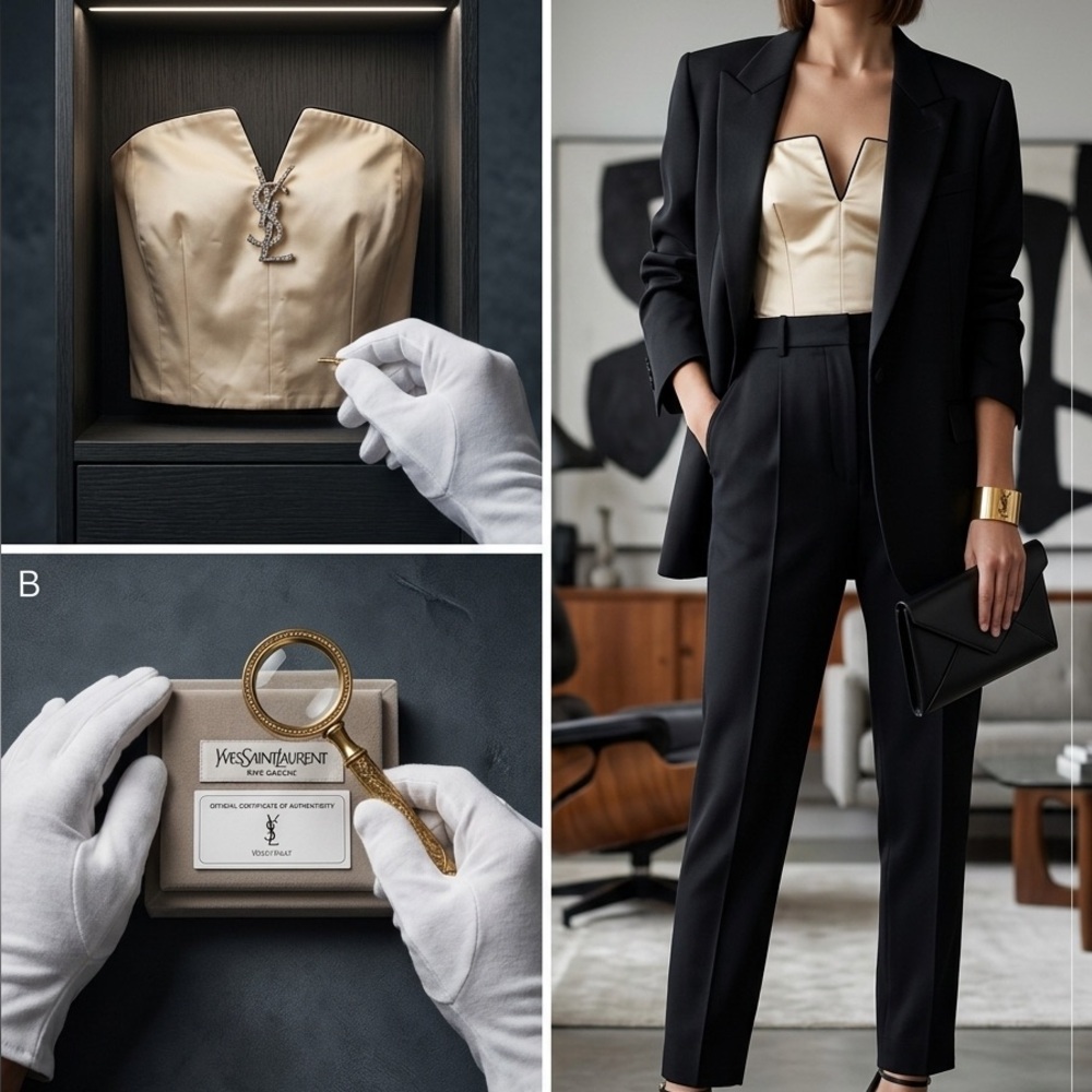 Archival YSL by Stefano Plato 2008 structured silk bustier size fr36 us0 - Picture 12 of 13